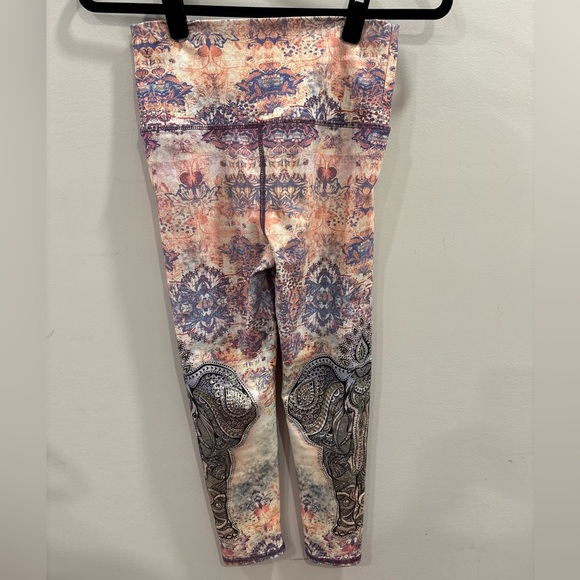 Evolution and Creation Artistic Leggings - Orange, Purple, Cream - Picture 2 of 3